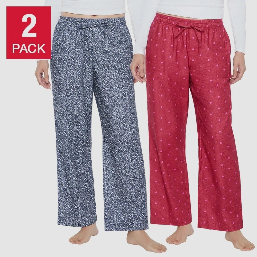 Gap Womens 2-Pack Relaxed Fit Cotton PJ Pants Navy Red Floral Polka Dot M